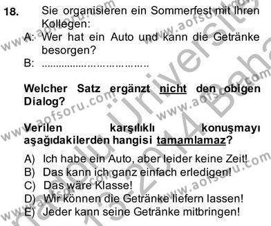 Almanca 2 Dersi 2013 - 2014 Yılı (Vize) Ara Sınavı 18. Soru