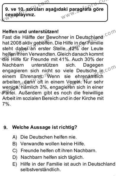 Almanca 2 Dersi 2013 - 2014 Yılı (Vize) Ara Sınavı 9. Soru