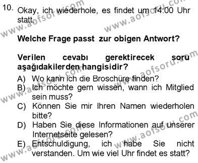 Almanca 3 Dersi 2012 - 2013 Yılı (Vize) Ara Sınavı 10. Soru