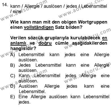 Almanca 3 Dersi 2012 - 2013 Yılı (Vize) Ara Sınavı 14. Soru