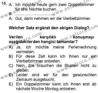 Almanca 3 Dersi 2012 - 2013 Yılı (Vize) Ara Sınavı 16. Soru