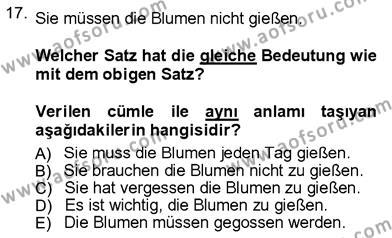 Almanca 3 Dersi 2012 - 2013 Yılı (Vize) Ara Sınavı 17. Soru