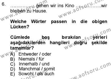 Almanca 3 Dersi 2012 - 2013 Yılı (Vize) Ara Sınavı 6. Soru