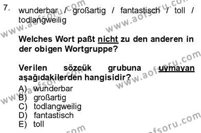 Almanca 3 Dersi 2012 - 2013 Yılı (Vize) Ara Sınavı 7. Soru