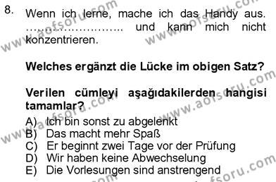 Almanca 3 Dersi 2012 - 2013 Yılı (Vize) Ara Sınavı 8. Soru
