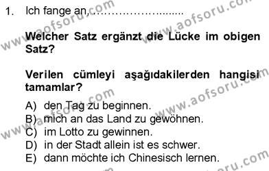 Almanca 3 Dersi 2012 - 2013 Yılı (Final) Dönem Sonu Sınavı 1. Soru