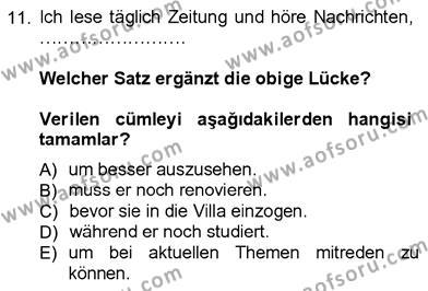 Almanca 3 Dersi 2012 - 2013 Yılı (Final) Dönem Sonu Sınavı 11. Soru