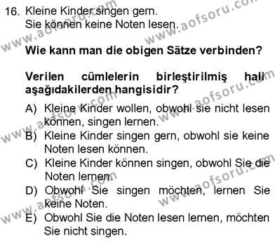 Almanca 3 Dersi 2012 - 2013 Yılı (Final) Dönem Sonu Sınavı 16. Soru