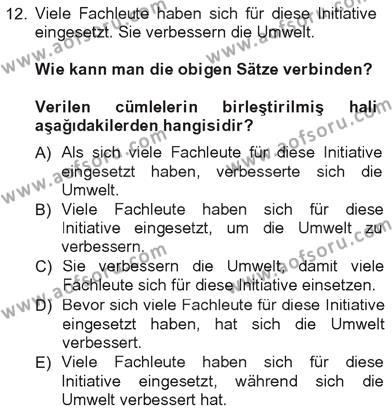 Almanca 3 Dersi 2012 - 2013 Yılı Tek Ders Sınavı 12. Soru