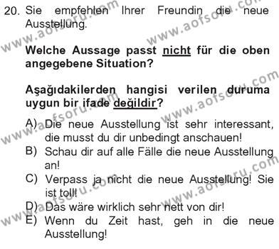 Almanca 3 Dersi 2012 - 2013 Yılı Tek Ders Sınavı 20. Soru