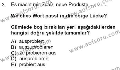 Almanca 3 Dersi 2012 - 2013 Yılı Tek Ders Sınavı 3. Soru