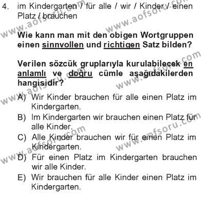 Almanca 3 Dersi 2012 - 2013 Yılı Tek Ders Sınavı 4. Soru