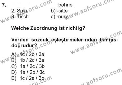 Almanca 3 Dersi 2012 - 2013 Yılı Tek Ders Sınavı 7. Soru