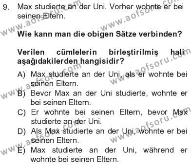 Almanca 3 Dersi 2012 - 2013 Yılı Tek Ders Sınavı 9. Soru