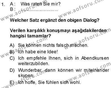 Almanca 3 Dersi 2013 - 2014 Yılı (Vize) Ara Sınavı 1. Soru