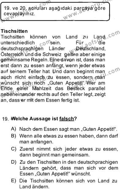 Almanca 3 Dersi 2013 - 2014 Yılı (Vize) Ara Sınavı 19. Soru