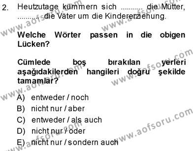 Almanca 3 Dersi 2013 - 2014 Yılı (Vize) Ara Sınavı 2. Soru