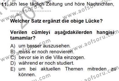 Almanca 3 Dersi 2013 - 2014 Yılı Tek Ders Sınavı 11. Soru