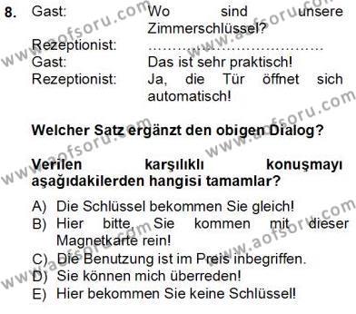 Almanca 3 Dersi 2013 - 2014 Yılı Tek Ders Sınavı 8. Soru