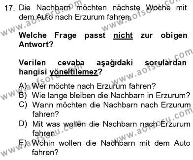 Almanca 4 Dersi 2012 - 2013 Yılı (Final) Dönem Sonu Sınavı 17. Soru