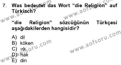 Almanca 4 Dersi 2012 - 2013 Yılı (Final) Dönem Sonu Sınavı 7. Soru