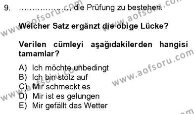 Almanca 4 Dersi 2012 - 2013 Yılı (Final) Dönem Sonu Sınavı 9. Soru