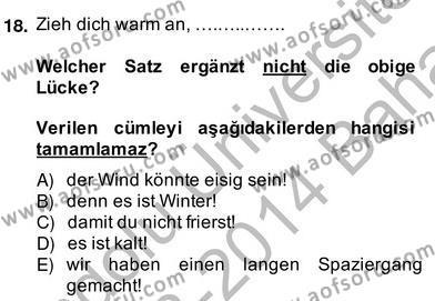 Almanca 4 Dersi 2013 - 2014 Yılı (Vize) Ara Sınavı 18. Soru