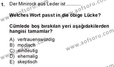 Almanca 4 Dersi 2013 - 2014 Yılı (Final) Dönem Sonu Sınavı 1. Soru