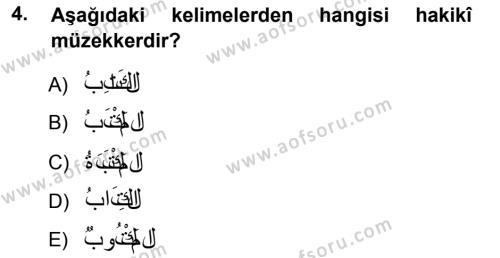 Arapça 1 Dersi 2012 - 2013 Yılı (Vize) Ara Sınavı 4. Soru