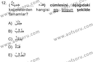 Arapça 1 Dersi 2012 - 2013 Yılı Tek Ders Sınavı 12. Soru