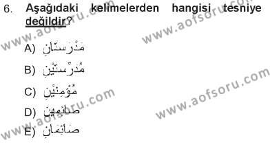 Arapça 1 Dersi 2012 - 2013 Yılı Tek Ders Sınavı 6. Soru