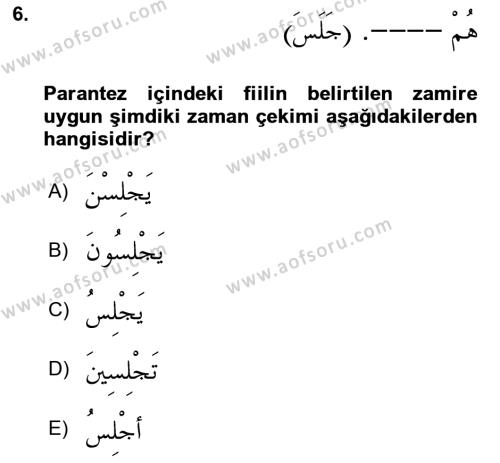 Arapça 1 Dersi 2022 - 2023 Yılı (Vize) Ara Sınavı 6. Soru