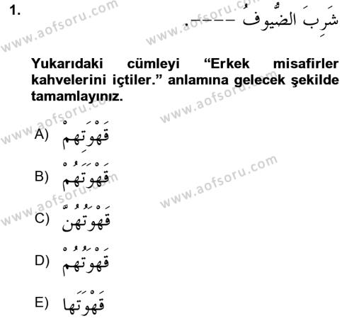 Arapça 1 Dersi 2023 - 2024 Yılı (Final) Dönem Sonu Sınavı 1. Soru