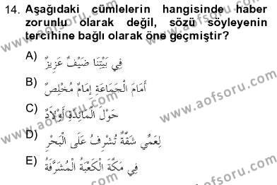 Arapça 2 Dersi 2012 - 2013 Yılı (Final) Dönem Sonu Sınavı 14. Soru