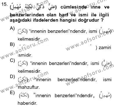 Arapça 2 Dersi 2012 - 2013 Yılı (Final) Dönem Sonu Sınavı 15. Soru