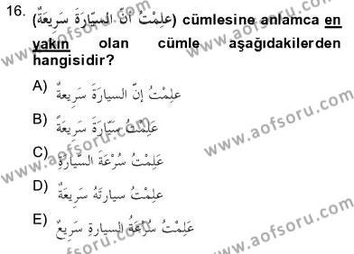 Arapça 2 Dersi 2012 - 2013 Yılı (Final) Dönem Sonu Sınavı 16. Soru