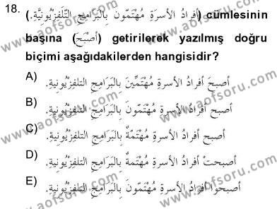 Arapça 2 Dersi 2012 - 2013 Yılı (Final) Dönem Sonu Sınavı 18. Soru