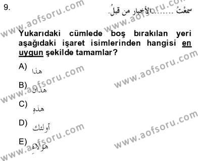 Arapça 2 Dersi 2012 - 2013 Yılı (Final) Dönem Sonu Sınavı 9. Soru