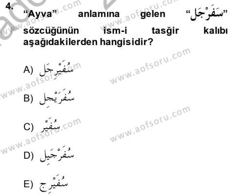 Arapça 2 Dersi 2013 - 2014 Yılı (Vize) Ara Sınavı 4. Soru