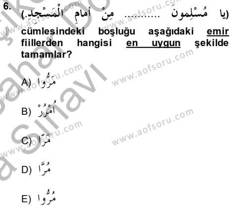 Arapça 2 Dersi 2013 - 2014 Yılı (Vize) Ara Sınavı 6. Soru
