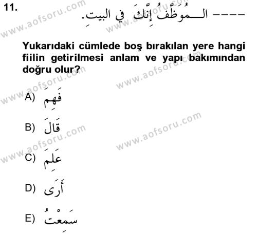 Arapça 2 Dersi 2021 - 2022 Yılı (Final) Dönem Sonu Sınavı 11. Soru