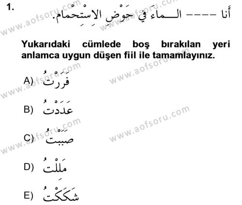 Arapça 2 Dersi 2023 - 2024 Yılı (Vize) Ara Sınavı 1. Soru