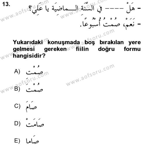 Arapça 2 Dersi 2023 - 2024 Yılı (Vize) Ara Sınavı 13. Soru