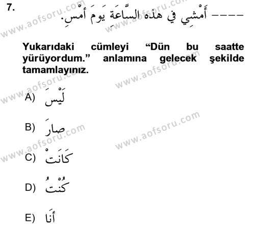 Arapça 2 Dersi 2023 - 2024 Yılı (Final) Dönem Sonu Sınavı 7. Soru