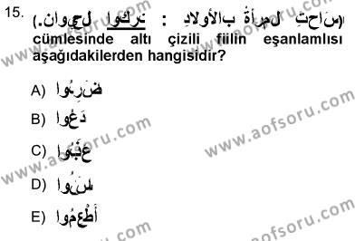 Arapça 3 Dersi 2012 - 2013 Yılı (Vize) Ara Sınavı 15. Soru