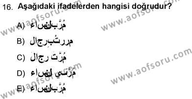 Arapça 3 Dersi 2012 - 2013 Yılı (Vize) Ara Sınavı 16. Soru