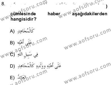 Arapça 3 Dersi 2012 - 2013 Yılı (Vize) Ara Sınavı 8. Soru