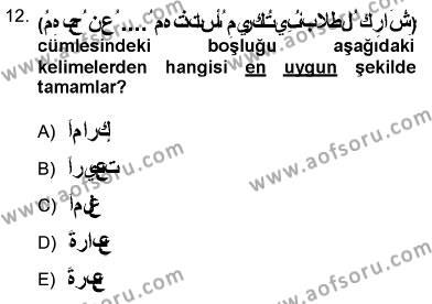 Arapça 3 Dersi 2012 - 2013 Yılı (Final) Dönem Sonu Sınavı 12. Soru