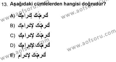 Arapça 3 Dersi 2012 - 2013 Yılı (Final) Dönem Sonu Sınavı 13. Soru