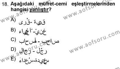 Arapça 3 Dersi 2012 - 2013 Yılı (Final) Dönem Sonu Sınavı 18. Soru